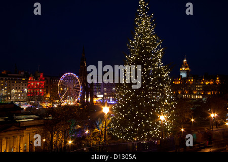 Edinburgh Christmas tree city centre, Scotland, UK, Europe Stock Photo