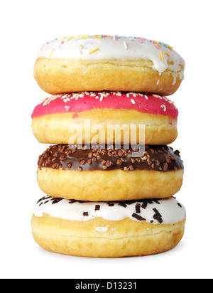 Pile of assorted donuts isolated on a white background Stock Photo