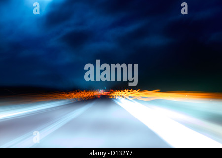 Motion blur of highway scene Stock Photo