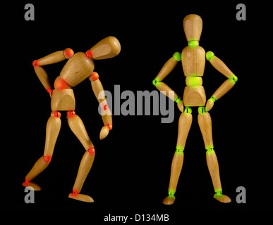 Concept of health life – two puppets with colored joints Stock Photo