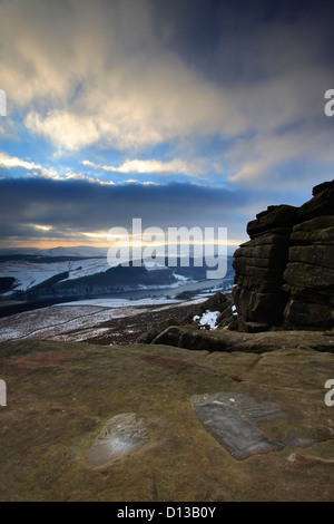 Wintertime over Howden Moors, Upper Derwent Valley, Peak District National Park, Derbyshire, England, UK Stock Photo