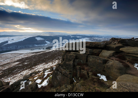 Wintertime over Howden Moors, Upper Derwent Valley, Peak District National Park, Derbyshire, England, UK Stock Photo