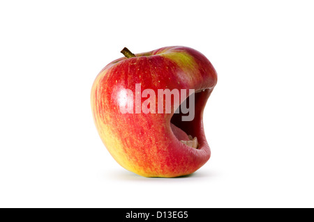 red angry apple with mouth and clipping path Stock Photo