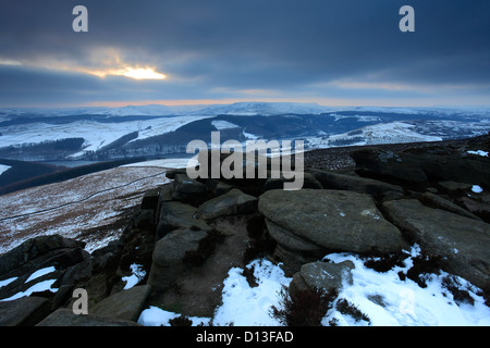 Wintertime over Howden Moors, Upper Derwent Valley, Peak District National Park, Derbyshire, England, UK Stock Photo