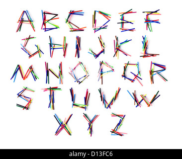 latin alphabet letters from the set of colored felt-tip pen Stock Photo