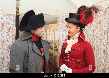 Napoleon Bonaparte having a conversation with a noblewoman inside his tent in Borodino, Russia Stock Photo