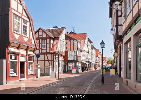 half-timber houses street in Celle, Germany Stock Photo