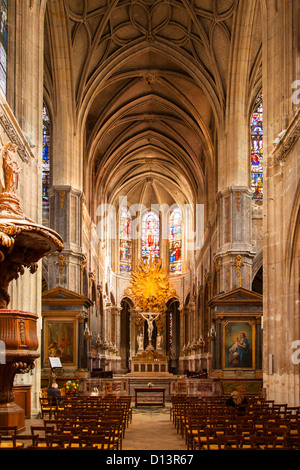 Interior of Eglise Saint Merri, Paris France Stock Photo