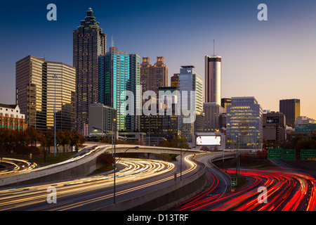 The I-85 highway and midtown Atlanta at night Stock Photo