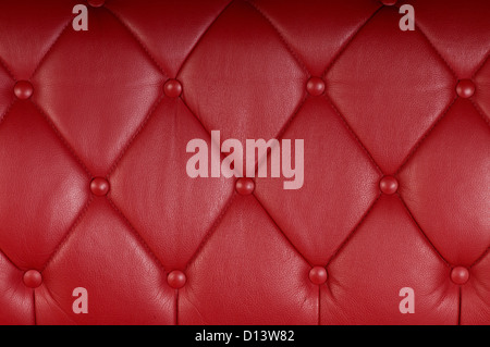 red genuine leather upholstery texture background Stock Photo