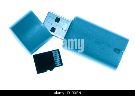 card reader with memory card isolated on white background Stock Photo