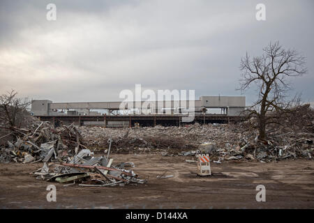 Wixom, Michigan - Demolition of part of Ford's Wixom Assembly plant. The plant was once Ford's largest North American assembly plant. It has been closed since 2007. Stock Photo