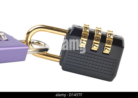 Two linked padlocks Stock Photo