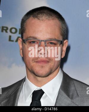 Los Angeles, USA. 6th December 2012. Matt Damon at arrivals for PROMISED LAND Premiere, Directors Guild of America (DGA) Theater, Los Angeles, CA December 6, 2012. Photo By: Dee Cercone/Everett Collection Stock Photo