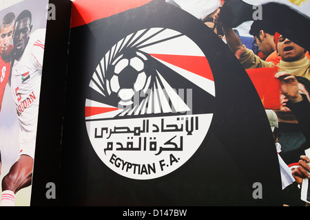 A sideboard for the Egyptian F.A. on display at the 2009 FIFA U-20 World Cup third place match between Hungary and Costa Rica. Stock Photo