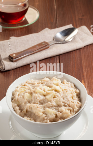 instant porridge oats with apple Stock Photo
