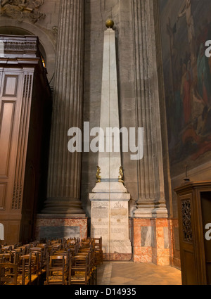 Gnomon, Saint Sulpice, Paris. Set up in 1743 to help determine the exact time of the equinoxes. Stock Photo