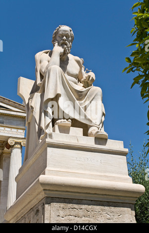 Socrates statue at the Academy of Athens building in Athens, Greece Stock Photo