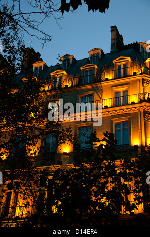 Grand Hotel du louvre at Place du Palais-Royal at night, Paris. Ile-de-France, Paris, France.