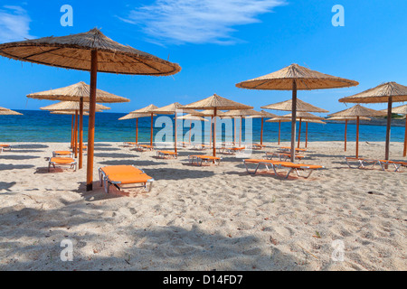 Scenic beach at Sithonia of the Halkidiki peninsula in Greece Stock Photo