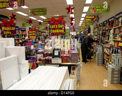Inside The Works, a discount book store, Green Lanes, Barnstaple, Devon, UK Stock Photo