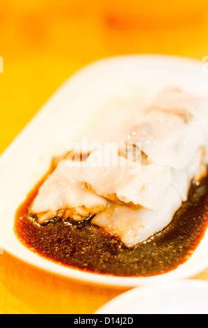 rice rolls, a common kind of cantonese cuisine or dim sum in Hong Kong. Stock Photo