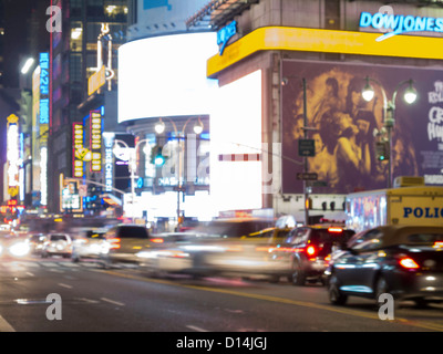 42nd Street and Broadway, Times Square, Dusk, NYC Stock Photo