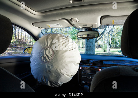 Car Accident with Inflated Airbag Stock Photo