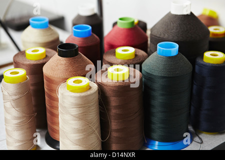 Spools of colored thread Stock Photo