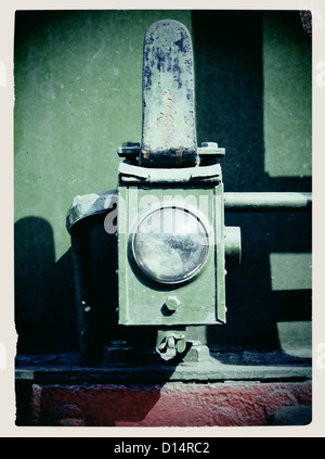 Old lamp on front of steam train Stock Photo