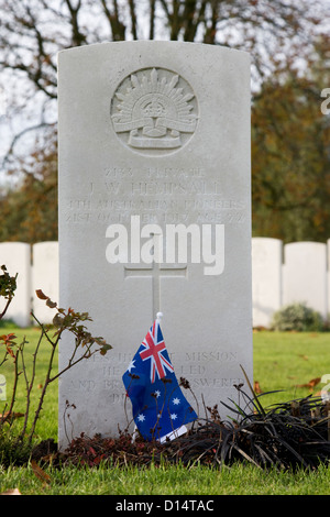 Bedford House cemetery with graves of First World War British Empire soldiers at Zillebeke near Ypres, West Flanders, Belgium Stock Photo