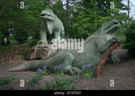 Dinosaurs at Crystal Palace Park, London Stock Photo