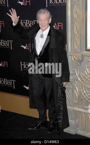 Ian McKellen at arrivals for THE HOBBIT: AN UNEXPECTED JOURNEY Premiere, The Ziegfeld Theatre, New York, NY December 6, 2012. Photo By: Kristin Callahan/Everett Collection Stock Photo