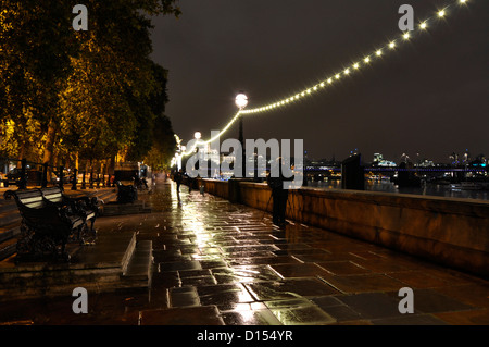 View after the rain along the northbank of the Thames, London Stock Photo