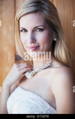 Portrait of smiling bride Stock Photo