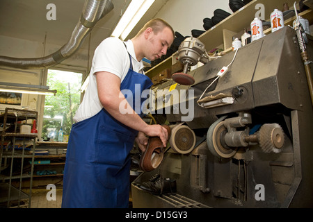 Mettmann, Germany, a shoemaker Stock Photo