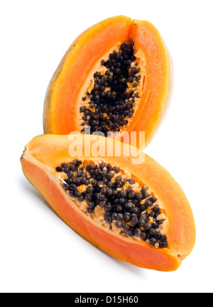 Ripe papaya isolated on the white background Stock Photo