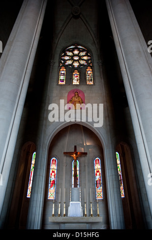 Barcelona, Spain: Interior of Expiatory Church of the Sacred Heart of Jesus in Tibidabo hill Stock Photo