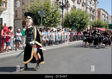 Santander, Spain: Cantabrian wars. Parade recreating the landing of Roman Legions in Cantabria. Roman Centurion and Legion Stock Photo