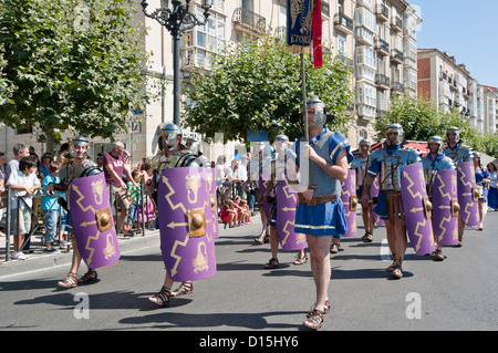 Santander, Spain: Cantabrian wars. Parade recreating the landing of Roman Legions in Cantabria. Roman legion Stock Photo