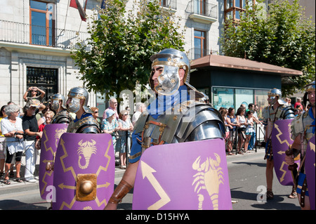 Santander, Spain: Cantabrian wars. Parade recreating the landing of Roman Legions in Cantabria. Roman legionaries Stock Photo