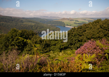 Ladybower Reservoir seen from Bamford Moor in the Peak District National Park Stock Photo