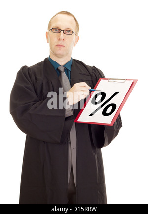 Lawyer showing something on clipboard Stock Photo