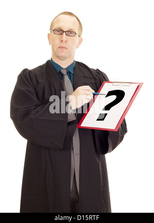 Lawyer showing something on clipboard Stock Photo