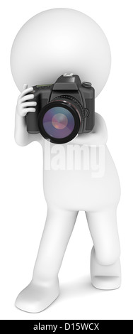 3d little human character with a camera Stock Photo - Alamy