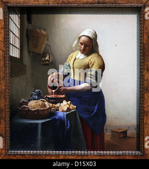 The Milkmaid.c.1660 by Johannes Vermeer 1632–1675.Dutch;Het Melkmeisje. Stock Photo