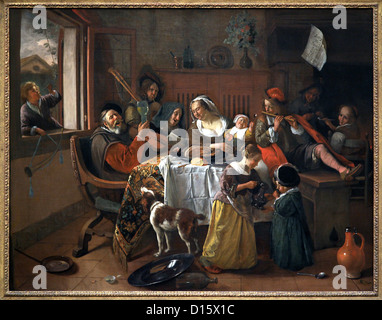 The merry family (1668) by Jan Steen (c.1626 – 1679) Stock Photo