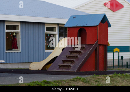 Hella village at dusk. Iceland Stock Photo