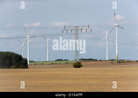 wind turbines at prenzlau, uckermark district, brandenburg, germany Stock Photo