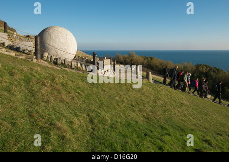 The great globe at Durlston Country Park on a beautiful December winter day Stock Photo